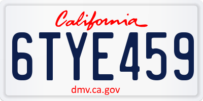 CA license plate 6TYE459