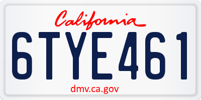 CA license plate 6TYE461