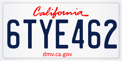 CA license plate 6TYE462