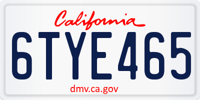 CA license plate 6TYE465