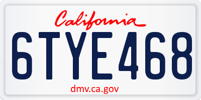 CA license plate 6TYE468
