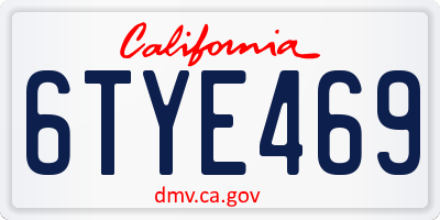 CA license plate 6TYE469