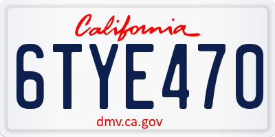 CA license plate 6TYE470