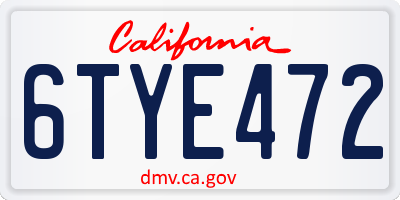 CA license plate 6TYE472