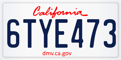 CA license plate 6TYE473