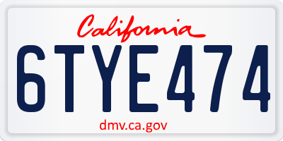 CA license plate 6TYE474