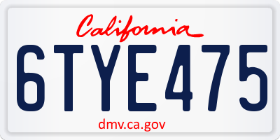 CA license plate 6TYE475