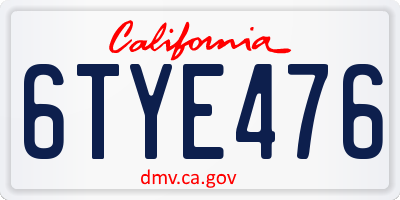 CA license plate 6TYE476