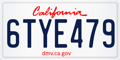 CA license plate 6TYE479