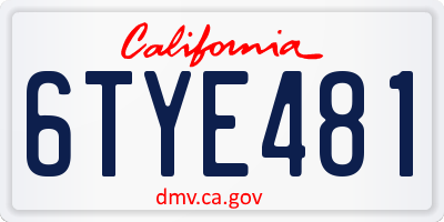 CA license plate 6TYE481