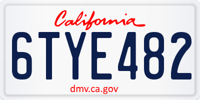 CA license plate 6TYE482