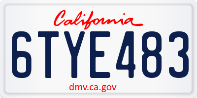 CA license plate 6TYE483