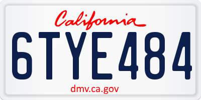 CA license plate 6TYE484