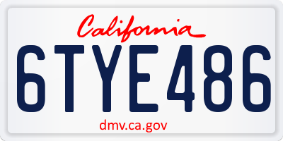 CA license plate 6TYE486