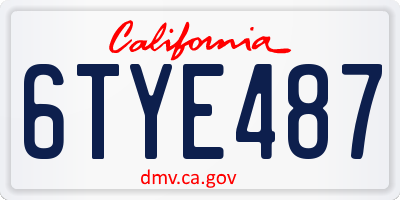 CA license plate 6TYE487