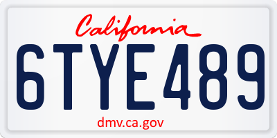 CA license plate 6TYE489
