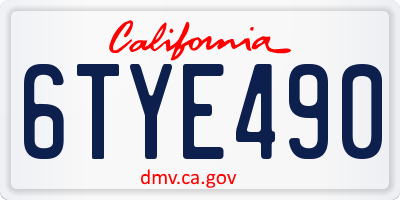 CA license plate 6TYE490