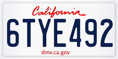 CA license plate 6TYE492