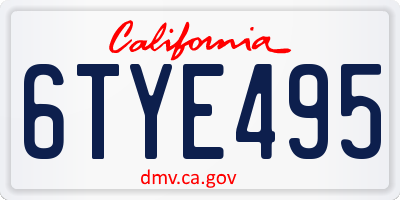 CA license plate 6TYE495