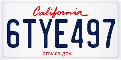 CA license plate 6TYE497