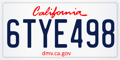 CA license plate 6TYE498