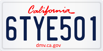 CA license plate 6TYE501