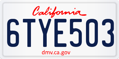 CA license plate 6TYE503