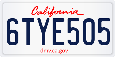CA license plate 6TYE505
