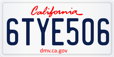 CA license plate 6TYE506