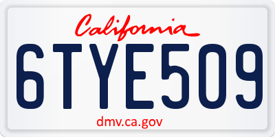 CA license plate 6TYE509