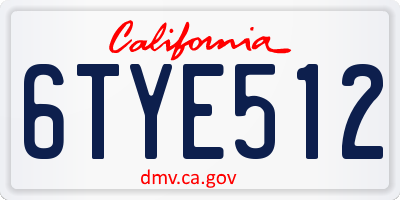 CA license plate 6TYE512