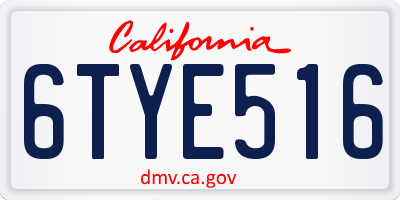 CA license plate 6TYE516