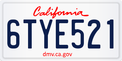 CA license plate 6TYE521
