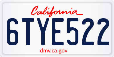 CA license plate 6TYE522