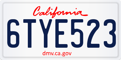 CA license plate 6TYE523