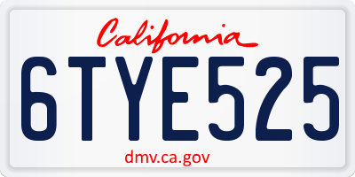 CA license plate 6TYE525