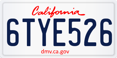 CA license plate 6TYE526
