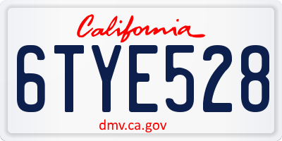 CA license plate 6TYE528