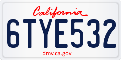 CA license plate 6TYE532