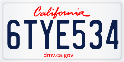 CA license plate 6TYE534