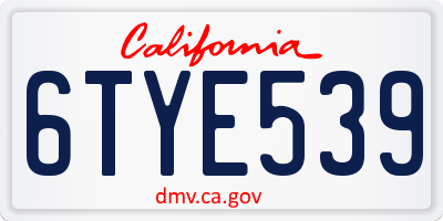 CA license plate 6TYE539