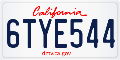 CA license plate 6TYE544