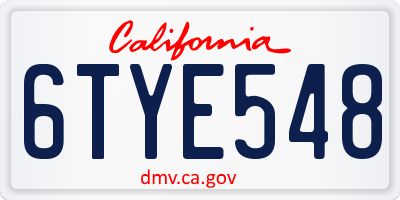 CA license plate 6TYE548