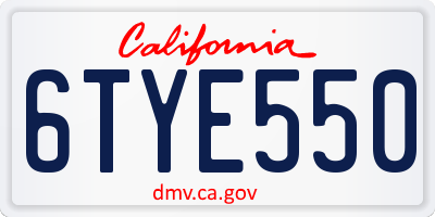 CA license plate 6TYE550