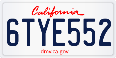CA license plate 6TYE552