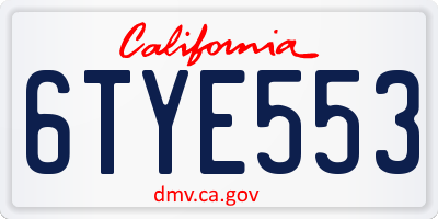 CA license plate 6TYE553