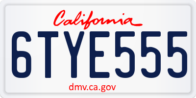 CA license plate 6TYE555