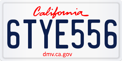 CA license plate 6TYE556