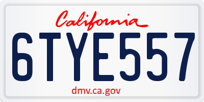 CA license plate 6TYE557