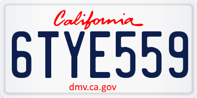 CA license plate 6TYE559